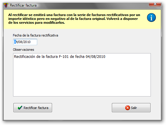 Rectificar una factura